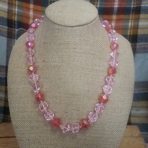 Vintage pink simulated aurora borealis necklace